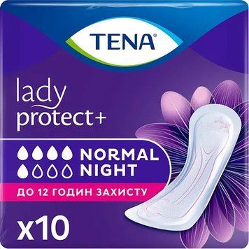 Жіночі урологічні прокладки Tena Lady Protect+ Normal Night (5 крапель) 10 шт. Поглинаючі прокладки для сну 000006332 фото
