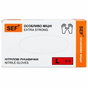 Перчатки нитриловые SEF защитные особенно прочные оранжевые L 25 пар. 000007193 фото