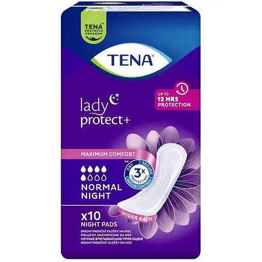 Жіночі урологічні прокладки Tena Lady Protect+ Normal Night (5 крапель) 10 шт. Поглинаючі прокладки для сну 000006332 фото