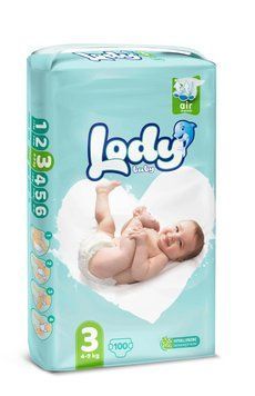 Підгузки дитячі Lody Baby Air midi 3 (4-9 кг) Mega 100 шт. дихаючі натуральний склад велика упаковка 000006642 фото
