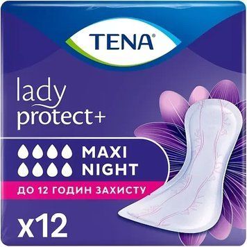 Женские урологические прокладки Tena Lady Protect+ Maxi Night (8 капель) 12 шт. Ночные урологические прокладки 000006671 фото