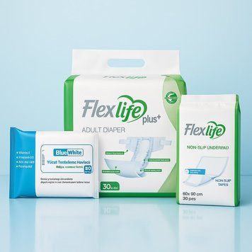 Комплект Підгузки для дорослих Flexi Life XL + Пелюшки Flexi Life + Рушники Blue White 000006726 фото