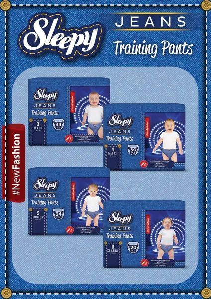 Подгузники-трусики детские Sleepy Jeans midi 3 (4-9 кг) 34 шт. джинсовые памперсы 000006315 фото