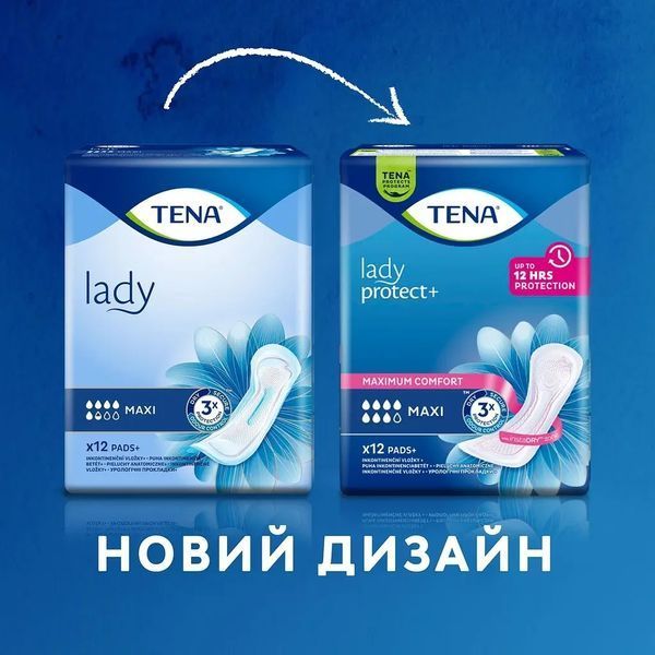 Жіночі урологічні прокладки Tena Lady Protect+ Maxi (7 крапель) 12 шт. Післяпологові прокладки 000006670 фото