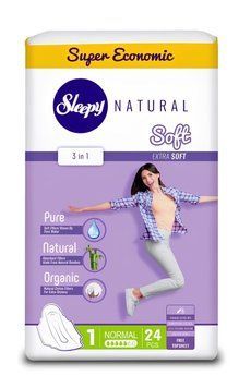 Прокладки гігієнічні Sleepy Soft Normal (240 мм) 5 крапель 24 шт. М'які, дихаючі 000006344 фото