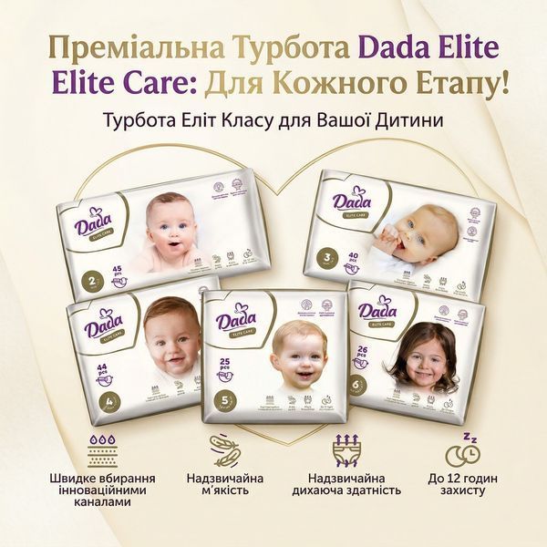 Підгузки дитячі Dada Elite Care Junior 5 (11-25 кг) 28 шт. 000006928 фото