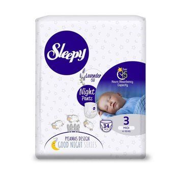 Підгузки-трусики дитячі Sleepy Night midi 3 (4-10 кг) 34 шт. підгузки для сну 000005904 фото