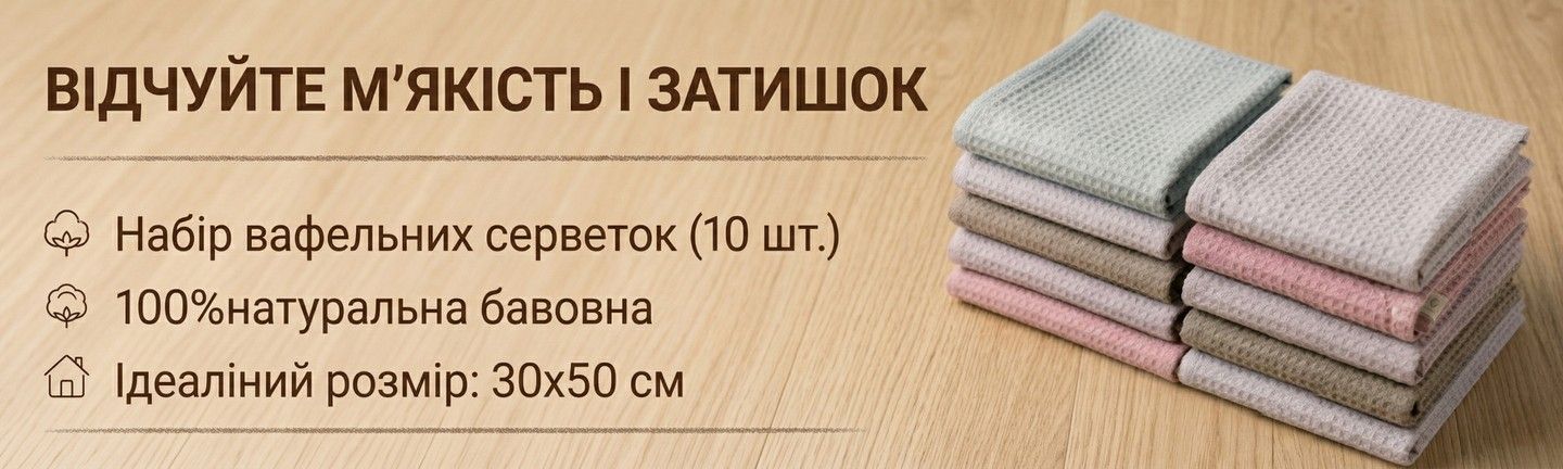 Полотенце (салфетка) вафельное 30х50 см 10 шт. 100% натуральный хлопок