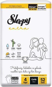 Підгузки дитячі Sleepy Extra maxi 4 (7-14 кг) 52 шт. м'які памперси на липучках 000006003 фото