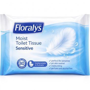 Вологий туалетний папір Floralys Premium Sensitive для чутливої шкіри 80 шт. 000007162 фото
