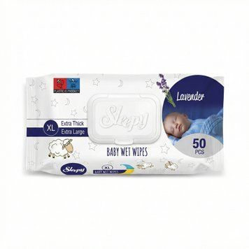 Влажные полотенца для детей Sleepy Extra XL Lavender (21 x 27 см) 50 шт.  000006835 фото