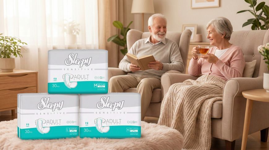 Підгузки для дорослих Sleepy Sensitive Adult L (100-150 см) 30 шт. Еластичні натуральні памперси 000005911 фото
