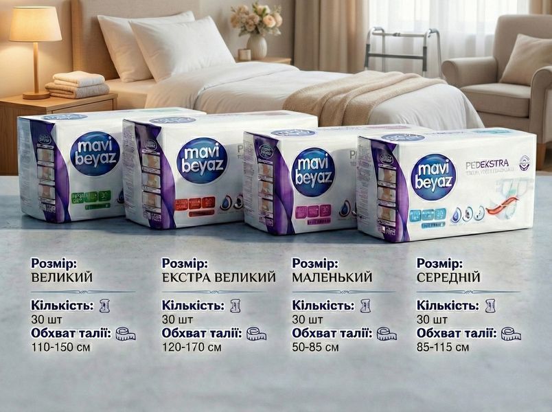 Підгузки для дорослих Mavi Beyaz Pedekstra S (50-85 см) 30 шт. Памперси для чоловіків і жінок універсальні 000006534 фото