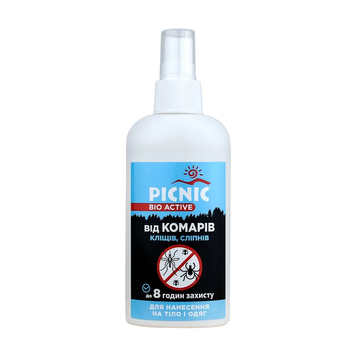 Лосьйон Picnic Bio Active від комарів і кліщів 100 мл. 000006941 фото