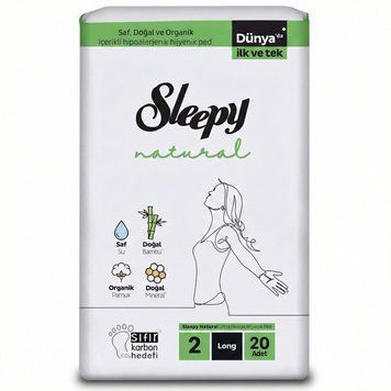 Прокладки гігієнічні Sleepy Natural Long (280 мм) 6 крапель 20 шт. Еко прокладки 000006012 фото