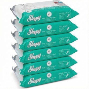 Вологі рушники для тіла Sleepy Adult Towels 50 шт. Комплект 6 упаковок. Гіпоалергенні серветки для тіла 000006538 фото