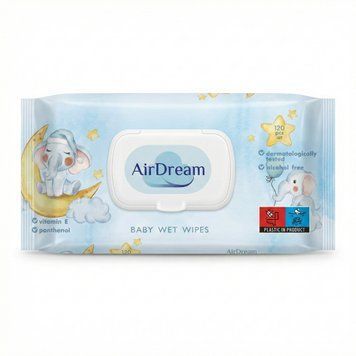 Влажные салфетки для детей Air Dream с витамином Е и D-пантенолом 120 шт. 000006795 фото