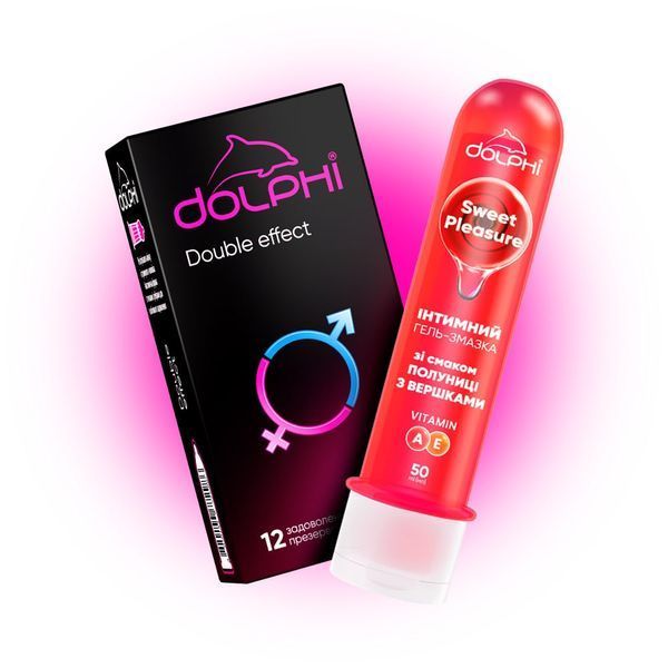 Презервативи з ребрами крапками та двома видами мастила Dolphi Double effect 12 шт. 000006586 фото