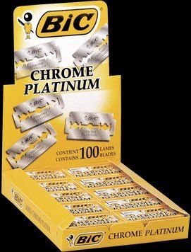 Леза для гоління Bic Chrome Platinum блок 100 шт. (20 пачок по 5 лез) 000003264 фото