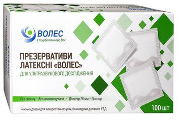 Презервативи для УЗД Волес без змазки 100 шт. / Насадка презерватив для ректовагінальних досліджень 000004952 фото