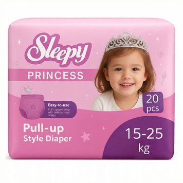 Підгузки-трусики дитячі Sleepy Princess XL 6 (15-25 кг) 20 шт. стильні памперси-трусики для дівчат 000006313 фото