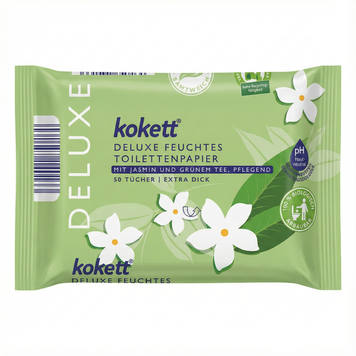 Влажная туалетная бумага Kokett Deluxe жасмин и зеленый чай 50 шт. 000006749 фото