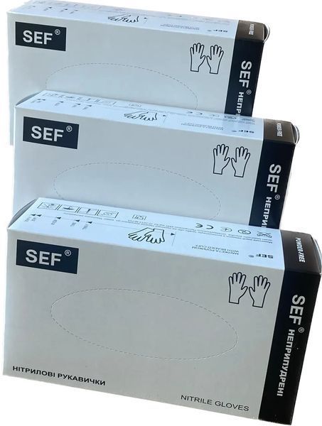 Перчатки нитриловые SEF защитные черные особопрочные черные L 50 пар. 000005403 фото