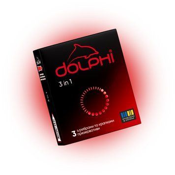 Презервативы Dolphi 3 in 1 три в одном с точками и ребрами 3 шт. 000007132 фото