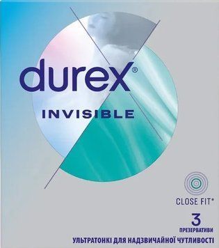 Презервативи ультратонкі Durex Invisible 3 шт. 00002554 фото