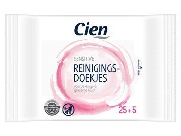 Серветки для очищення обличчя Cien Sensetive для чутливої шкіри 30 шт. Серветки що не сушать шкіру 000006777 фото