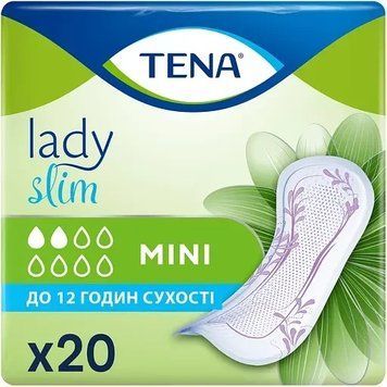 Жіночі урологічні прокладки Tena Lady Slim Mini (2 краплі) 20 шт. Гігієна для жінок при нетриманні 000006668 фото
