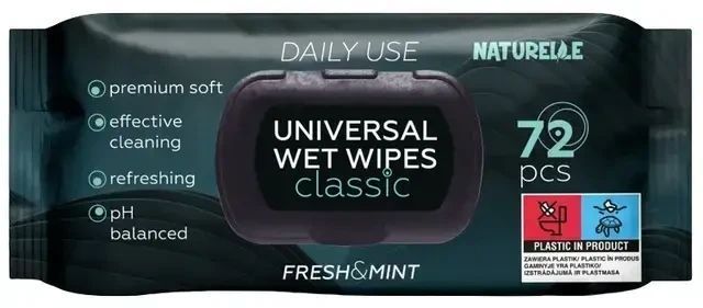 Вологі серветки універсальні Naturelle Classic Fresh&Mint 72 шт. 000005632 фото